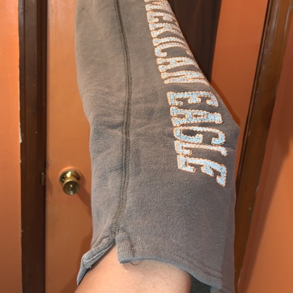 American Eagle Vintage 2Piece Set Brown w/ white trim Size L  joggers+jacket - Picture 7 of 9